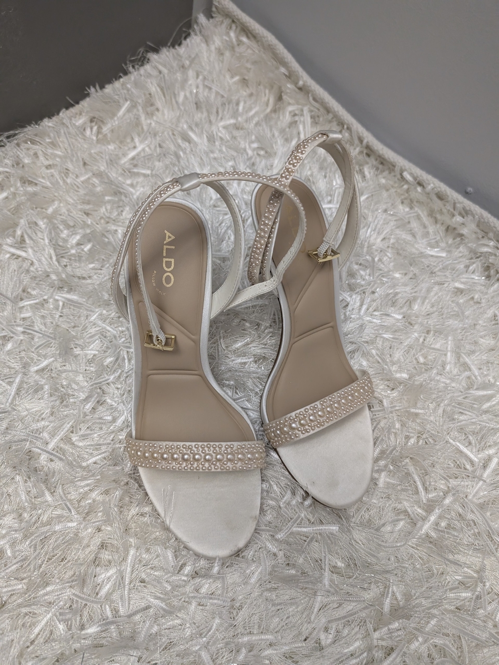 ALDO Women's Ivory Pearl-Embellished Slingback Sandals